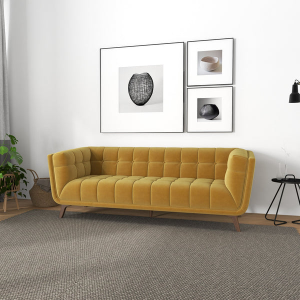 Plush Gold Velvet Couch